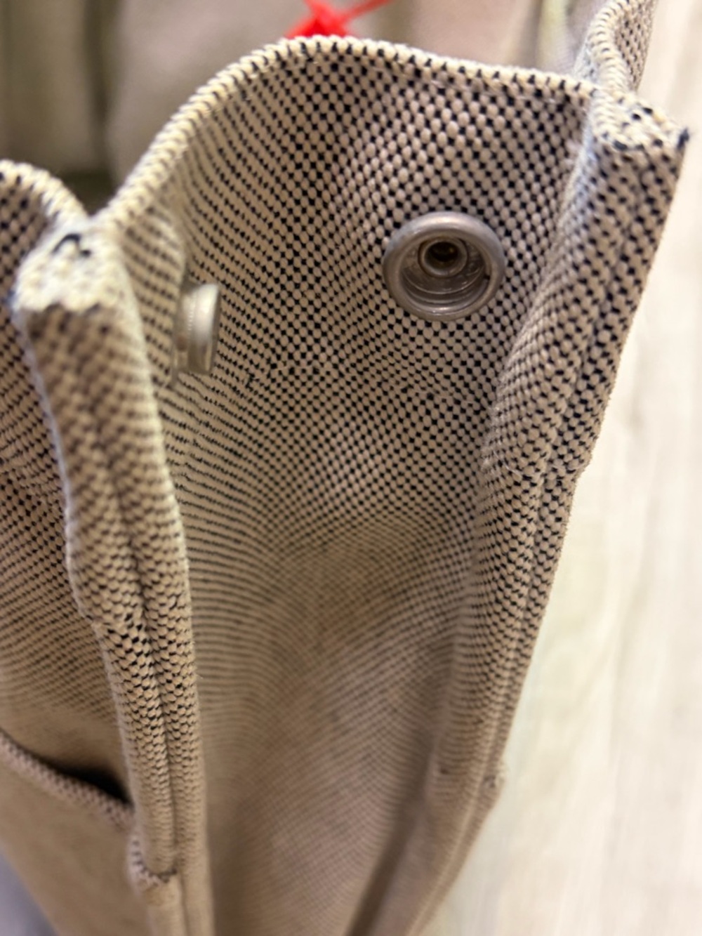 Authentic Hermes Canvas Tote Bag with Striped Handles - Beige - Picture 8 of 8